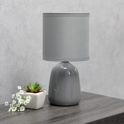  10.04 Inch Traditional Ceramic Desk and Bedside Table Lamp Gray Fabric Shade
