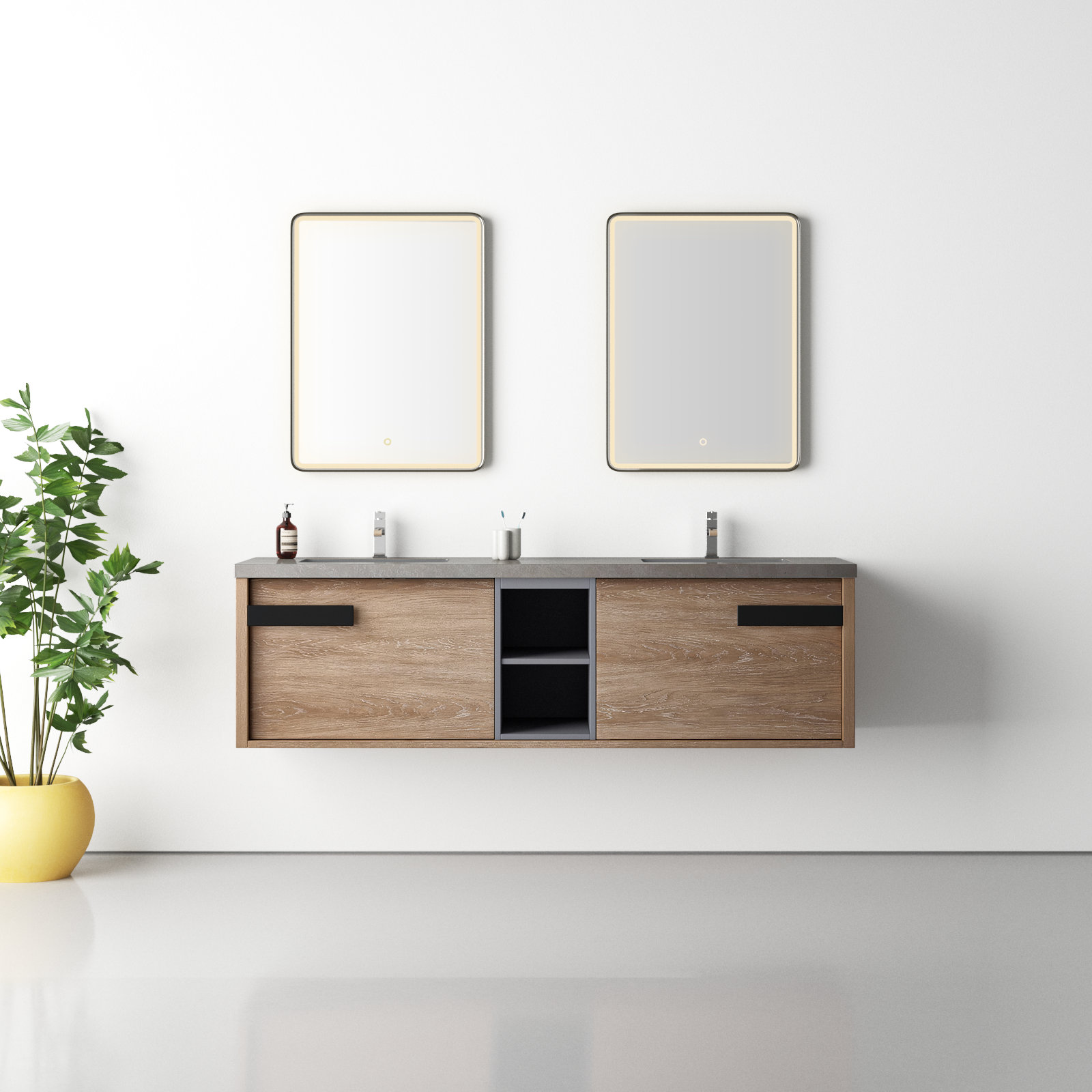 Breckan 72'' Double Bathroom Vanity with Mirror
