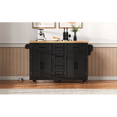 56.5'' Kitchen Island With Drop Leaf