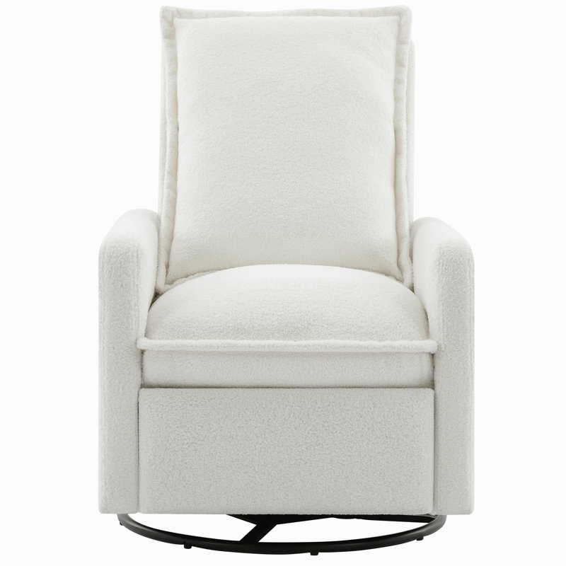 Glider Rocker Recliner, Rocking Chair Nursery, White Boucle