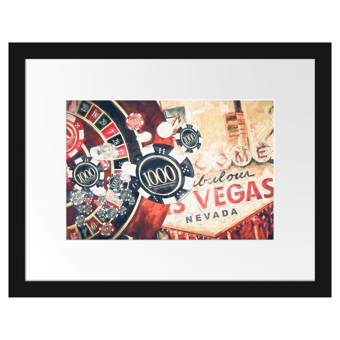 Gerahmtes Poster Las Vegas Casino Roulette