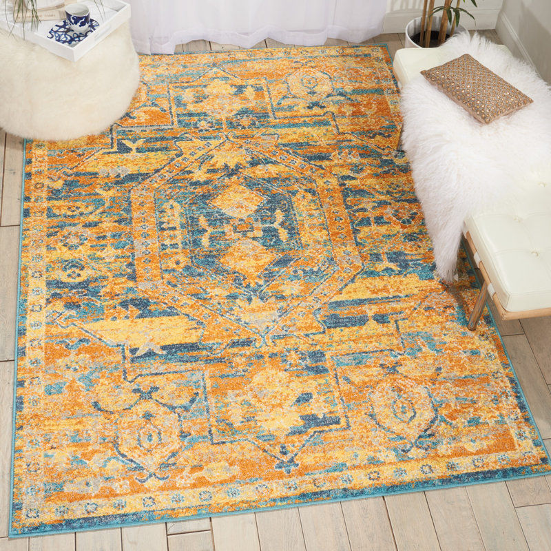 Geomar Tufted Gold Rug, Rectangle 114 x 175cm