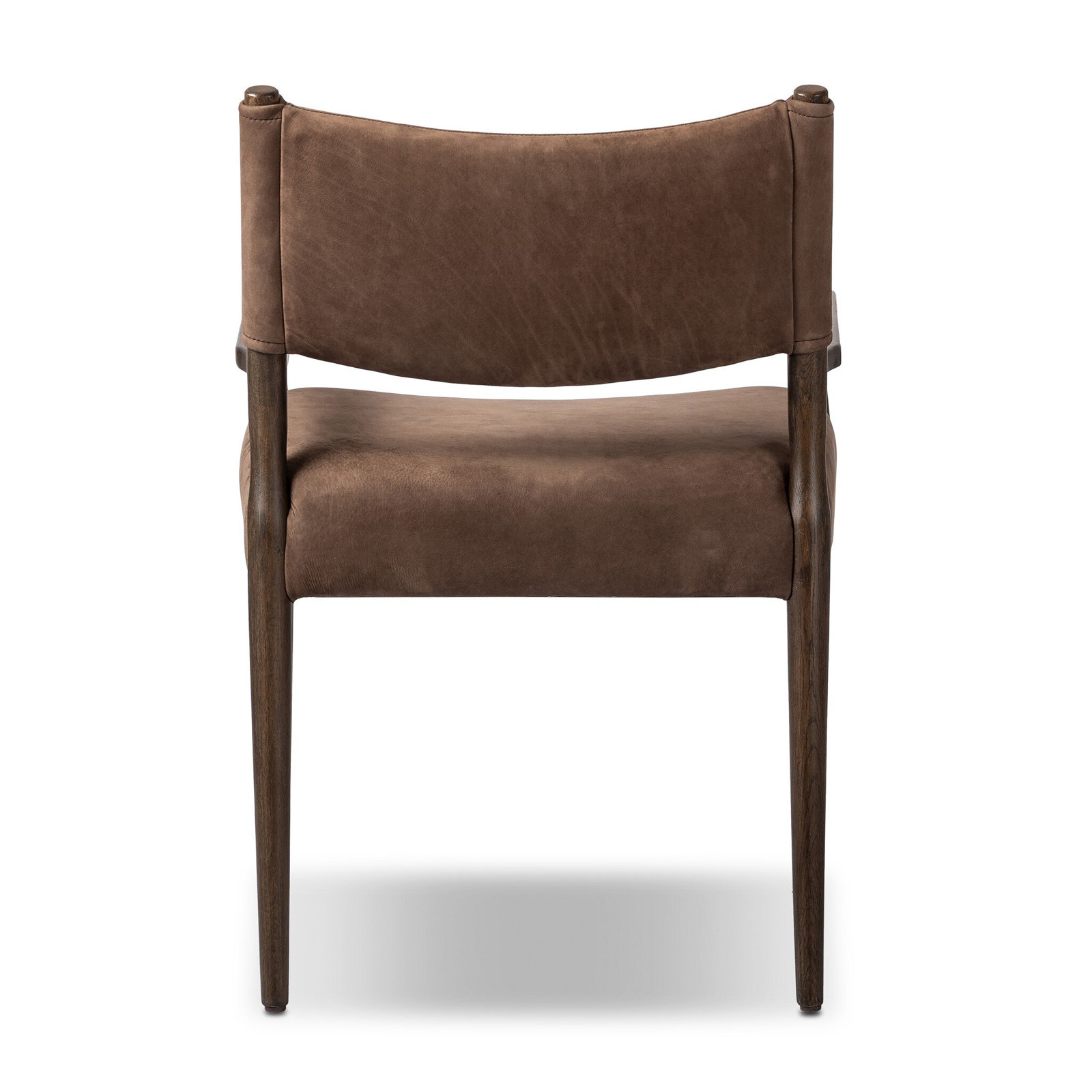 Yokum Dining Armchair, Bunrt Oak, Nubuck Cigar