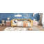 Lit plateforme double en bois pleine grandeur, lit double en bois à profil bas avec rails-1564558516