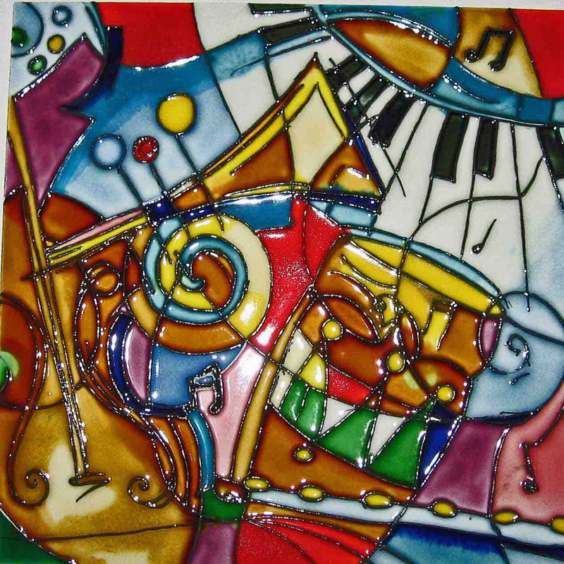 Vibrant Multicolor Musical Ceramic Art Tile Wall Décor