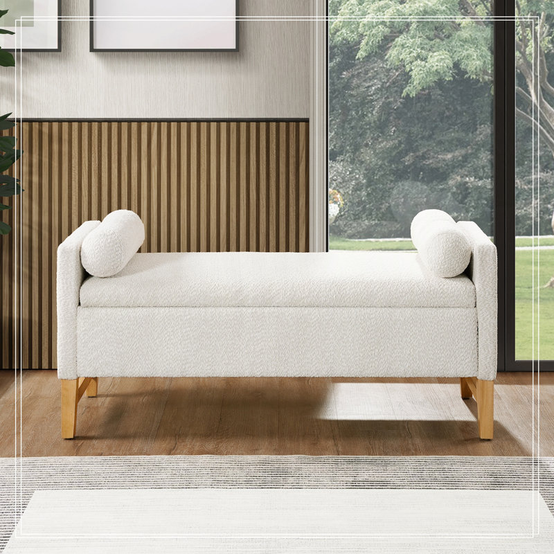 Banc de chambre rembourré avec tissu bouclé
