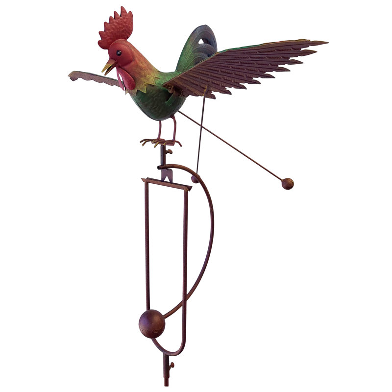 Baryn Metal Rustic Rooster Balancing Garden Stake