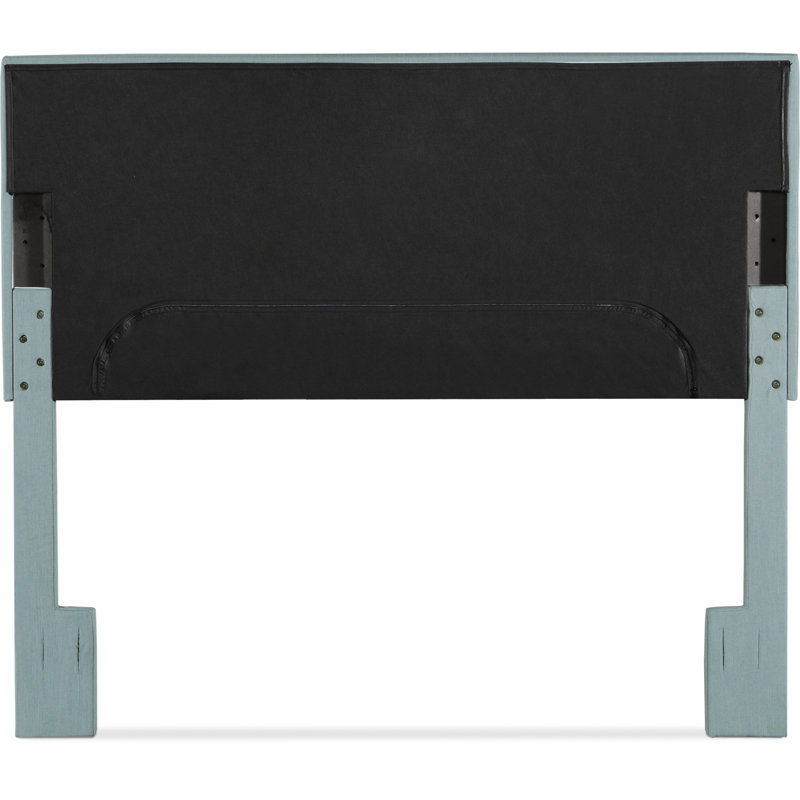 Serta Palisades Modern Tufted Design Upholstered Padded Headboard with Adjustable Height Frame, Queen, Light Blue