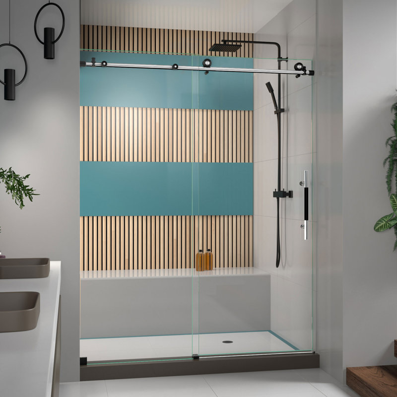 DreamLine Enigma-XT 56 - 60 inch W x 76 inch H Frameless Sliding Shower Door in Tuxedo Finish, 60"