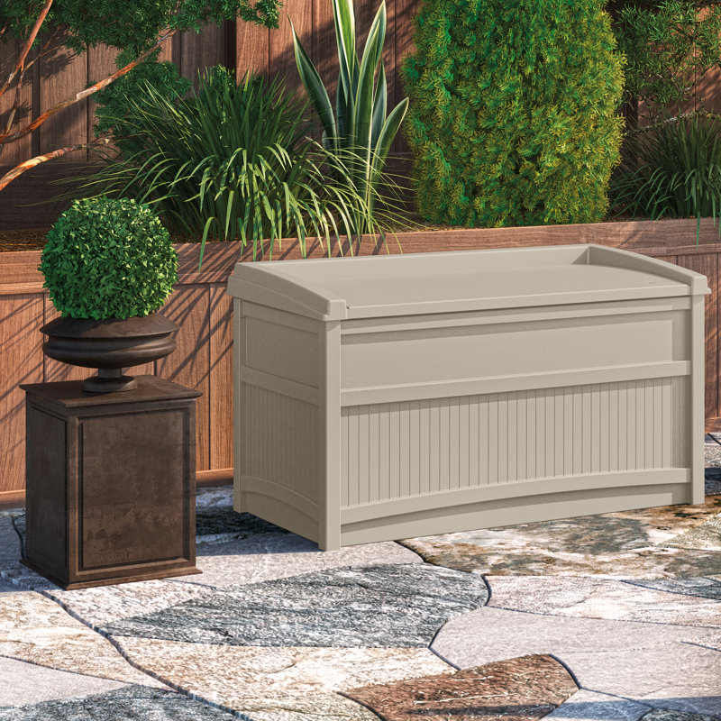 Suncast 41'' W 50 Gallons Water Resistant Resin Deck Box, Light Taupe