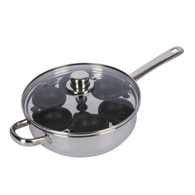 KitchenCraft Stainless Steel 6-Hole Egg Poacher, 28cm