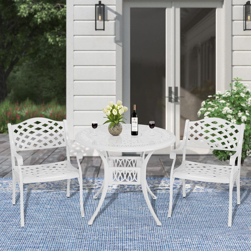 Ensemble bistro 3 pièces Darby Home Co, Blanc