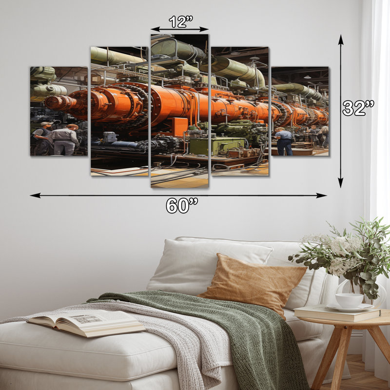 Power Plants Powerful Energies I - Art mural d'art sur toile - 5 panneaux