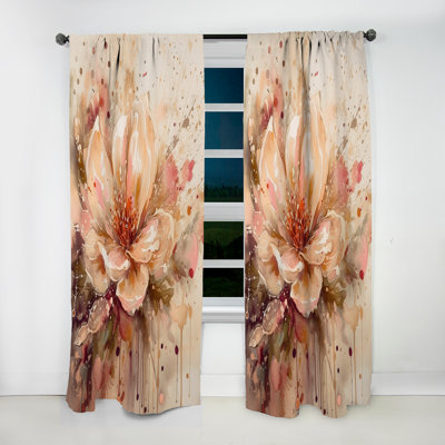 Emotions Of Beige Red Peony Flower I - Peonies Curtain - Velvet Room Darkening - 1 panel