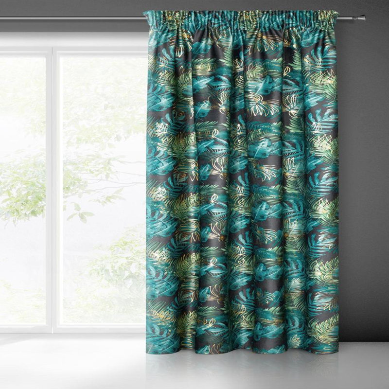 Blackout Curtain Panel Pair Single Panel, Black Tape
