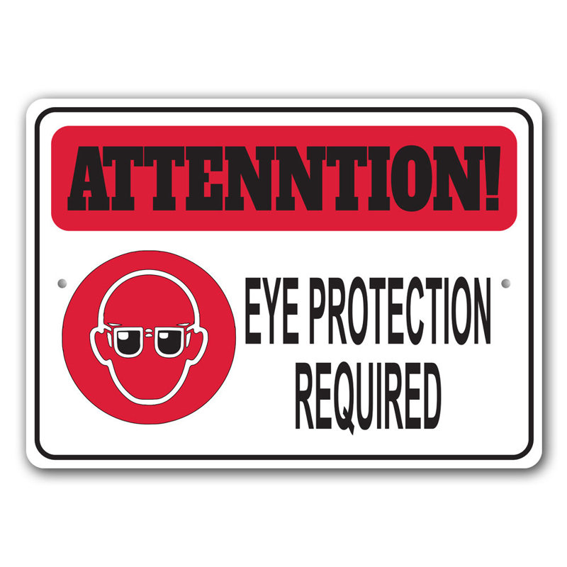 Plaque de protection des yeux requise en aluminium, H 10 po x l 14 po x P 0,04 po