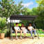 Outsunny Outdoor 2-in-1 Swing Chair Lounger, 3 Seater Garden, Dark Grey