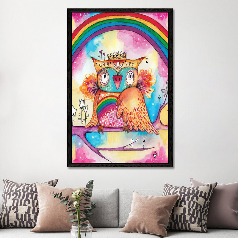 Rainbow Bird by Tamara Laporte - Painting on Canvas, Black Framed, 152.4cm H x 101.6cm W x 3.81cm D
