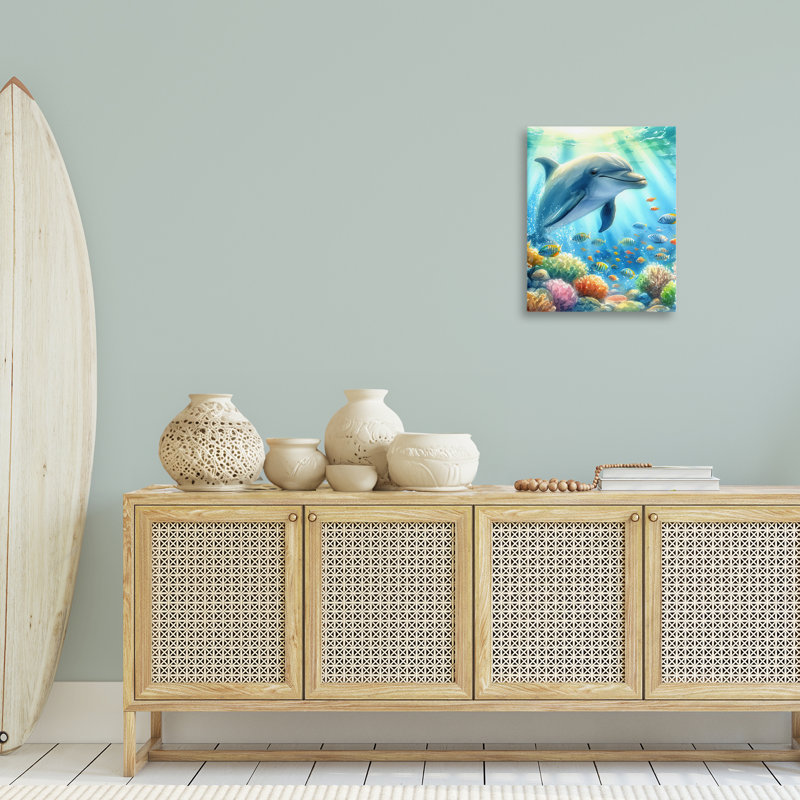  «Majestic Dolphin Underwater Canvas» par LSR Design Studio, H 20 po x l 16 po