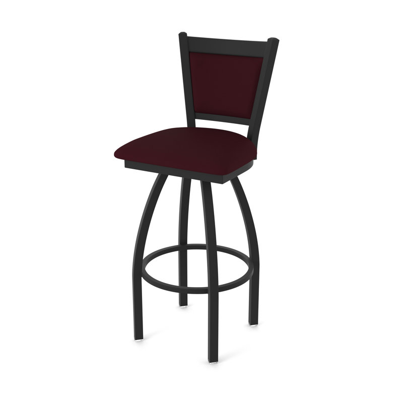 Tabouret pivotant Hadleigh, Tabouret de comptoir (siège d'une hauteur de 25 p, Noir froissé, Vinyle - bordeaux Canter