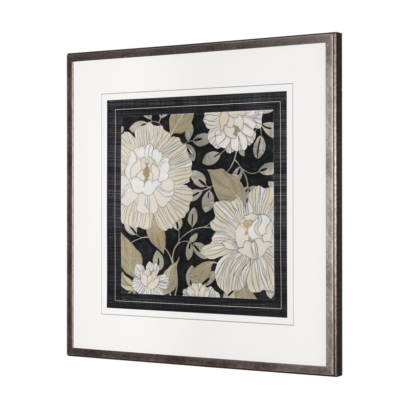 Garden Noir II by June Erica Vess a Hand Embelished Textured Framed Art Print Matted under Glass