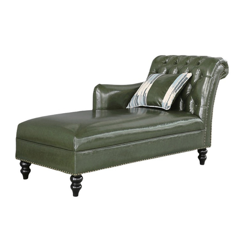 Chaise longue rembourrée Tidus, Vert, Accoudoir à droite (vu de face)