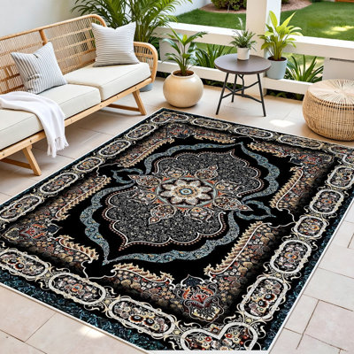  Area Rug Living Room Rugs 7x10ft Soft Indoor Carpet Modern Rug with Non Slip Rubber Backing for Under Dining Table Home，vintage persian ornate floral