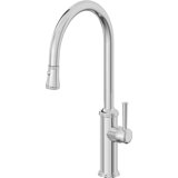 Davoli Pull-Down Kitchen Faucet with Button Sprayer - High Arc Spout