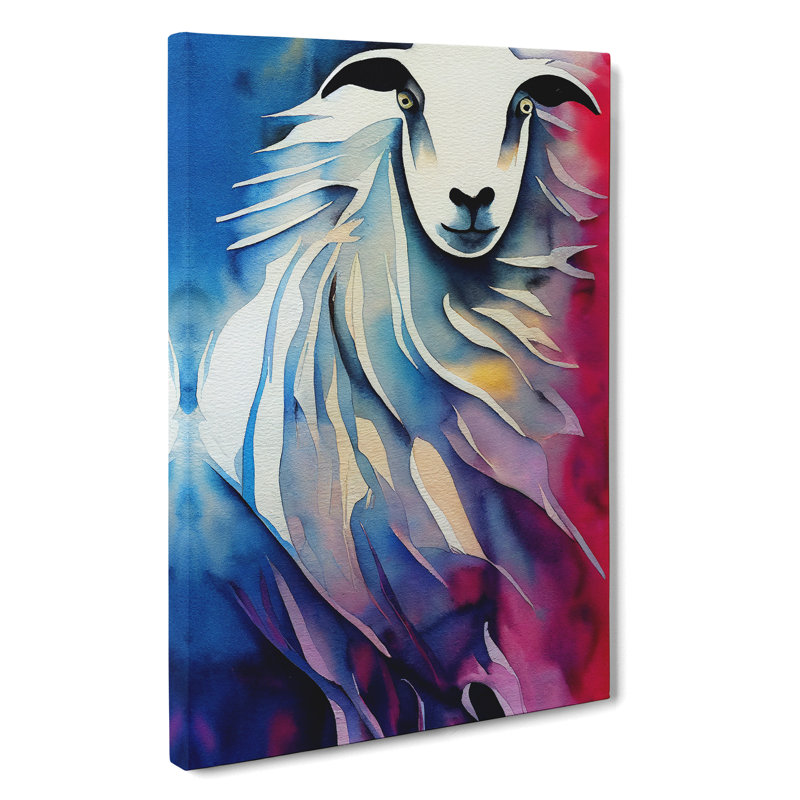 Watercolour Sheep No.2 - Wrapped Canvas Painting, 50cm H x 35cm W x 3cm D