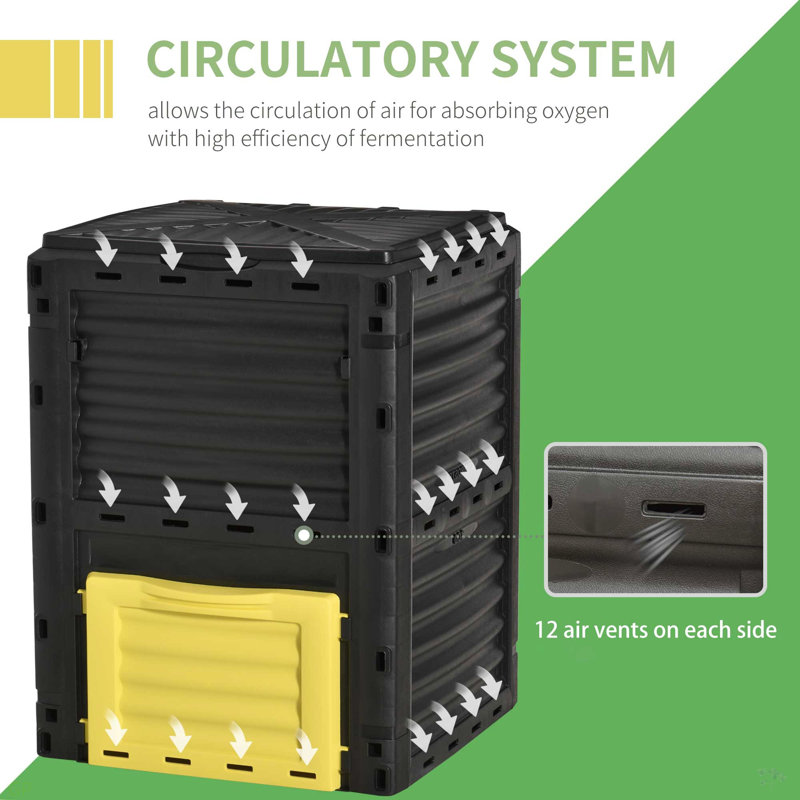 Composteur d'extérieur à grande capacité Outsunny