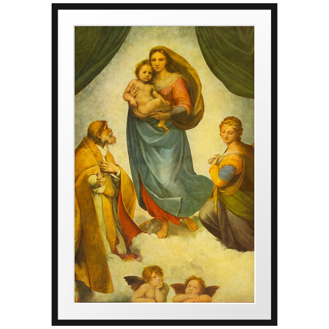 Gerahmter Grafikdruck Sistine Madonna von Raphael