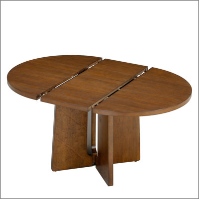 Table de salle à manger ronde en bois massif, table de cuisine extensible avec rallonge amovible de 16 pouces pour la salle à manger, le salon, brun