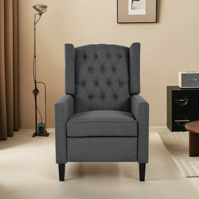 Adjustable Wingback Recliner With Button-Tufted Design | USB Charging & Space-Saving Foldable Side Table