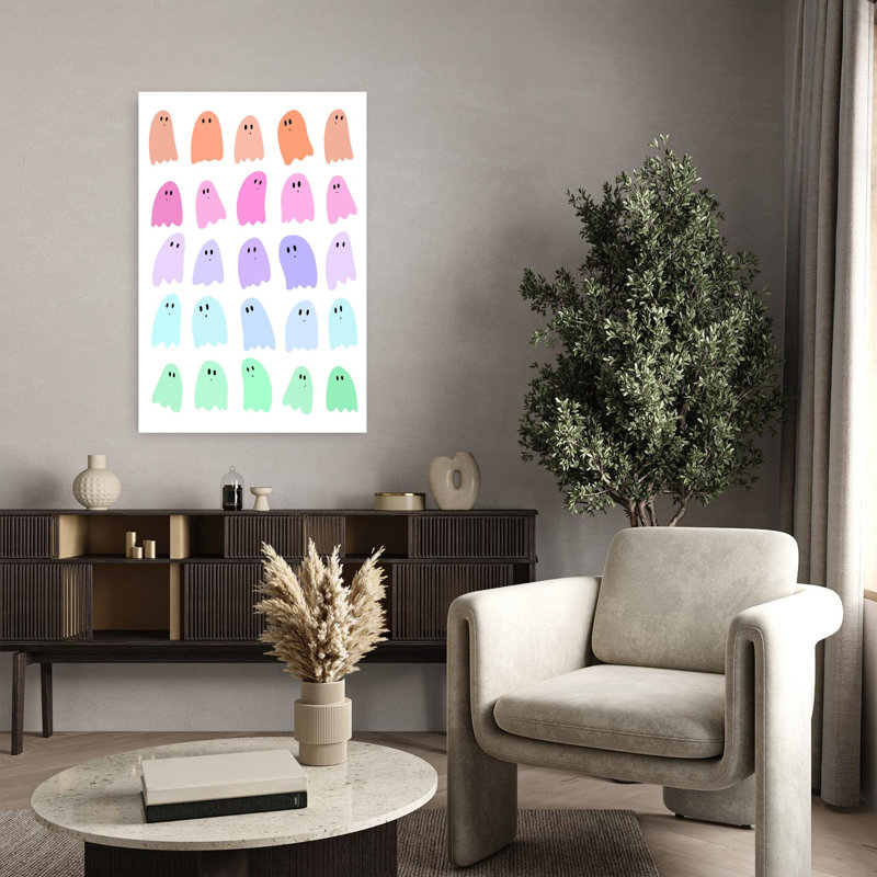 Art mural contemporain abstrait fantaisiste arc-en-ciel, H 36 po x l 24 po