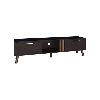 Black - Oak 63" Tv Stand, Two Pull-down Cabinets For Everyday Use Living Room Stand Up To 70" Screen, With And Style