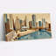 Tableau sur toile tendue représentant un paysage urbain de Chicago avec Cloud Gate et des reflets sur la rivière (lot de 1)-1102396415