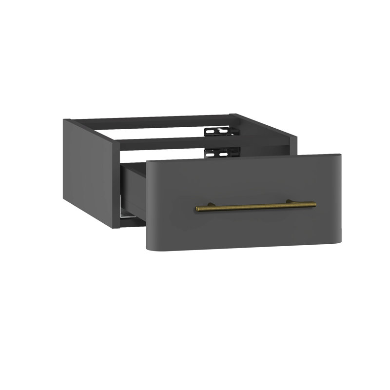 Ashaud Bathroom Storage Cabinet, Onyx Grey Suedette Matt/Gold
