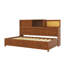 Lit de jour fonctionnel en bois simple avec trois tiroirs de rangement, une tablette supérieure souple et une collection de prises avec ports USB-1985884503