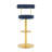 Modern Velvet Upholstered Swivel Adjustable Bar Stools with Gold Chrome Base-129021711