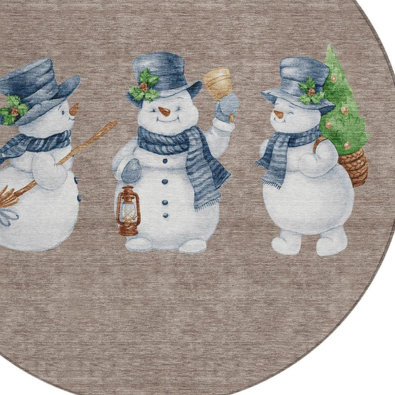 Tapis intérieur lavable enneigé 8 pi bleu et ivoire bonhomme de neige 8 pi
