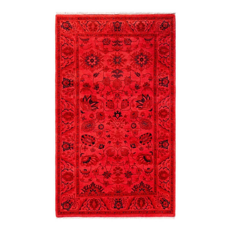 Tapis rose noué à la main de conception unique Holsworth - rose