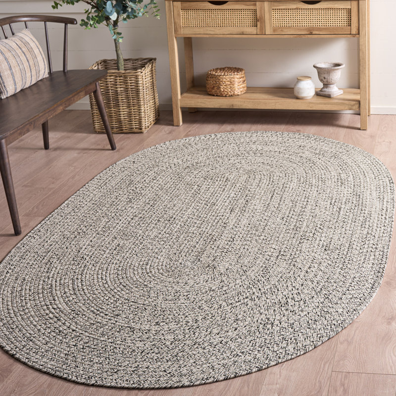 Tapis d'intérieur en coton tressé à tissage plat, Ovale 5 pi x 8 pi