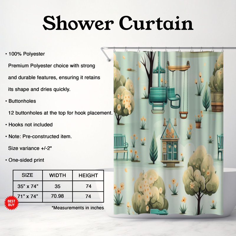 Aire de jeu - Rideau de douche Premium, H 74 po x l 71 po