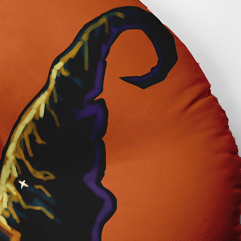 344_Witchcraft Coussin de sol touffeté Halloween Design, 30 po x 30 po, Orange