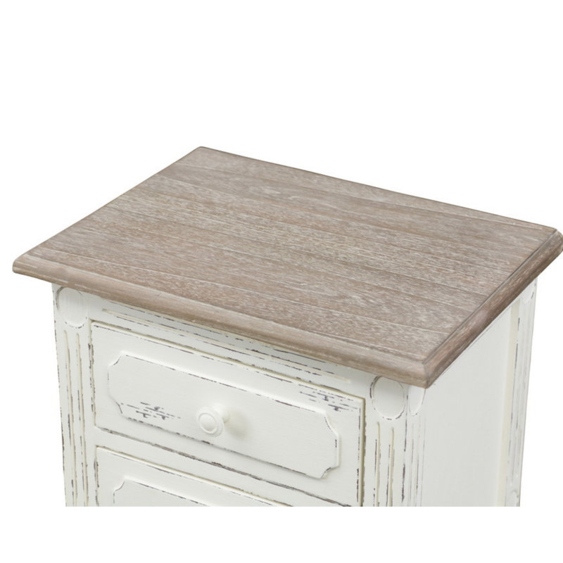 Distressed White 2-Drawer Traditional French Nightstand