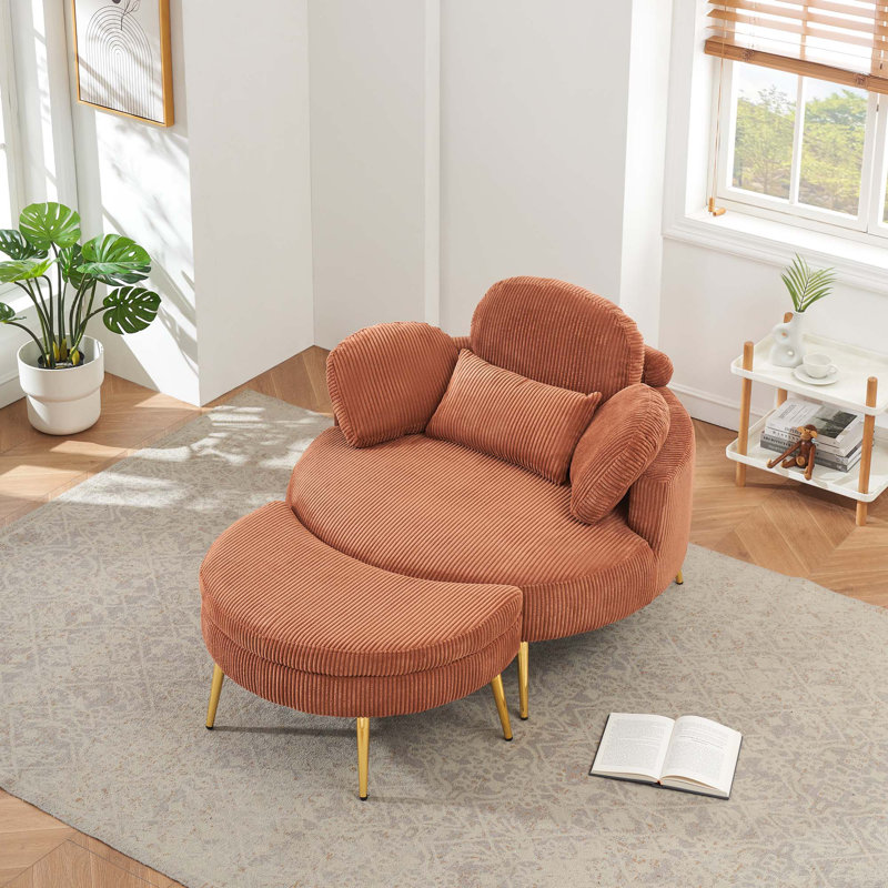 Sièges recommandés pour la pause déjeuner et la détente, Velours côtelé orange