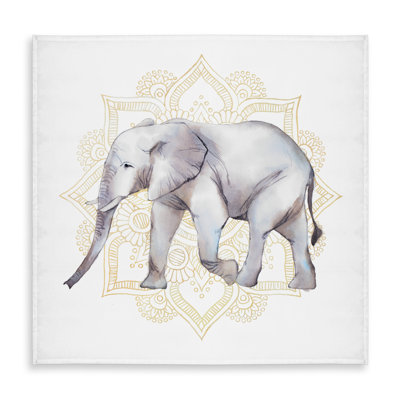 Elephant on Mandalas Gray Tablecloth - Indoor/Outdoor Decor
