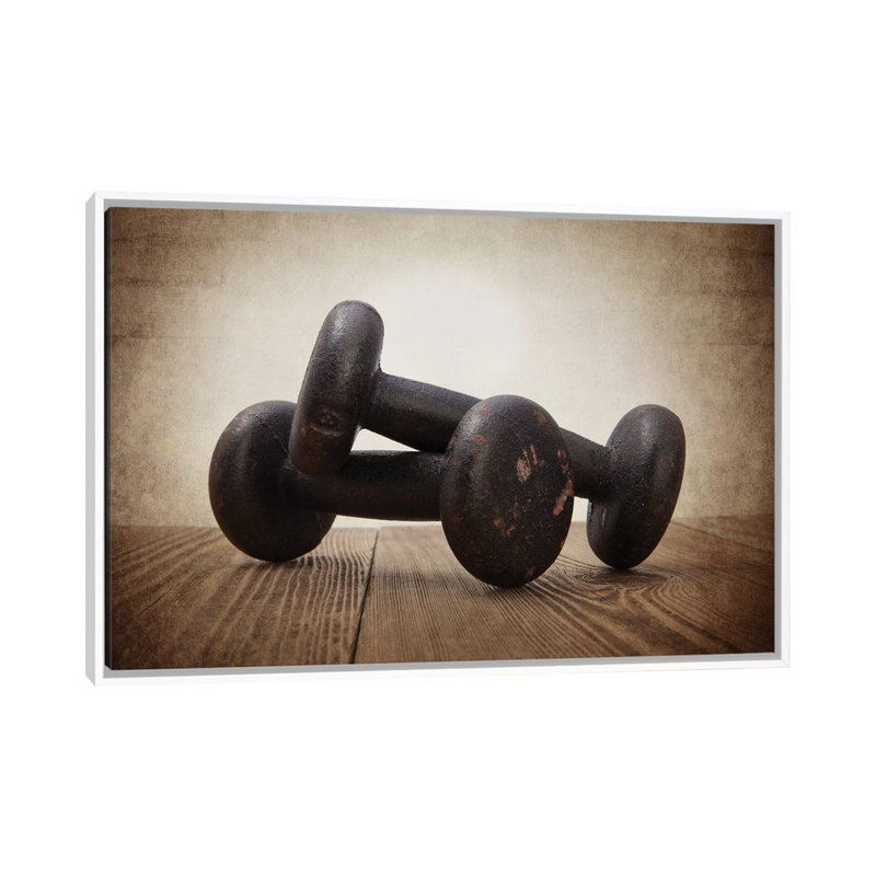 Vintage Weights - Print on Canvas, White Framed, 101.6 cm H x 66.04 cm W