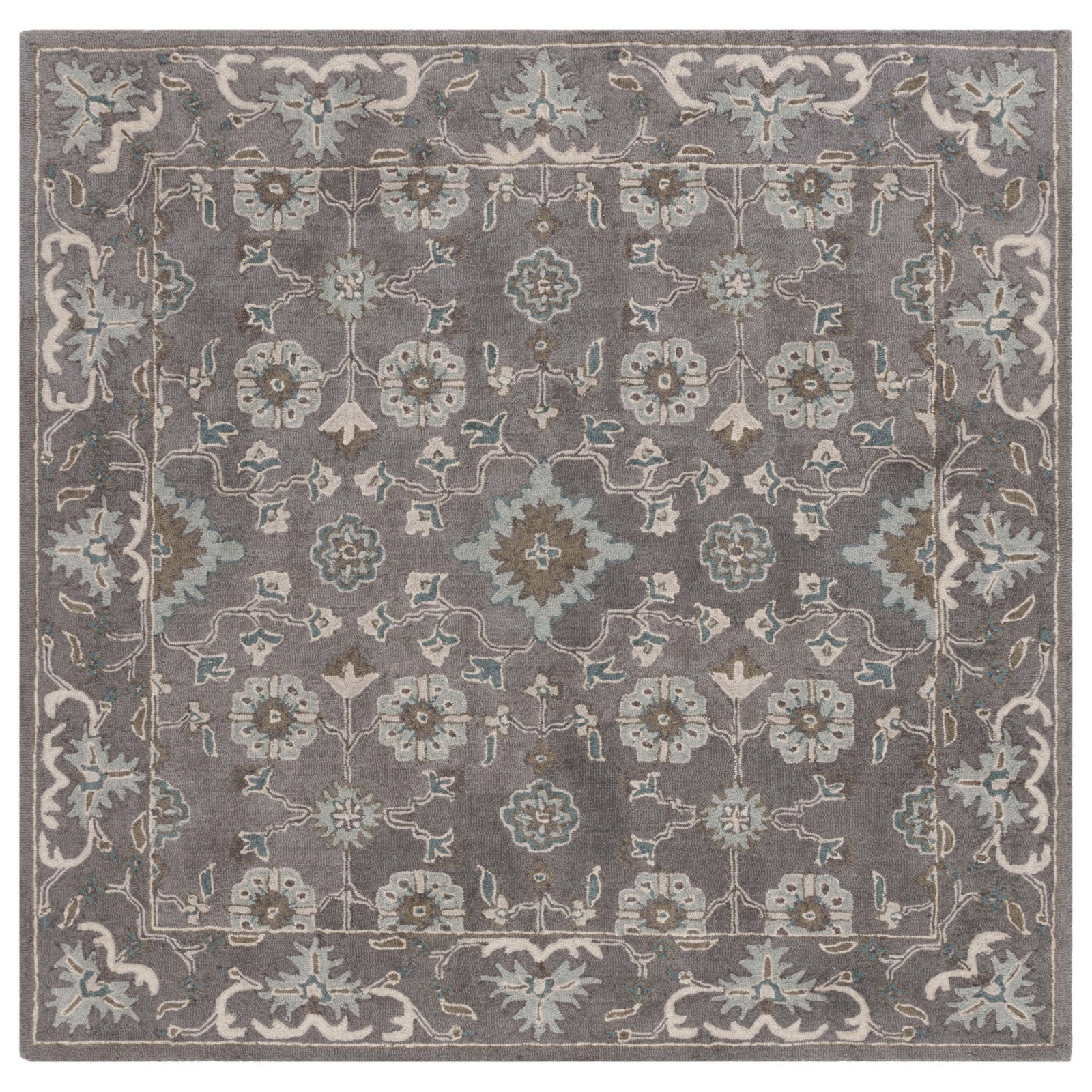 Tansy Gray Handmade Wool Oriental Rug, Square 6'