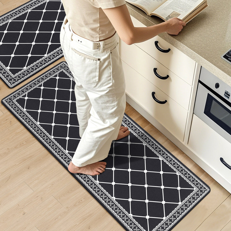 Arleht Anti-Fatigue Non-Skid Waterproof Kitchen Mat, Black, Runner 20" x 31.5" + 20" x 48"